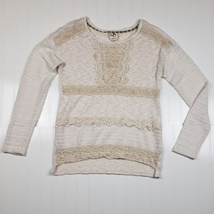 Anthro One September crochet detailed knit sweater